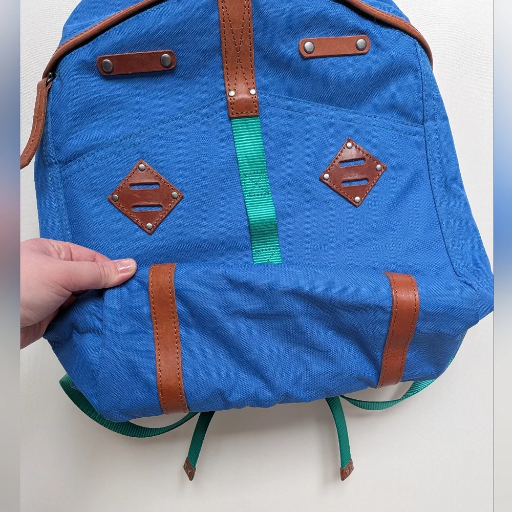 Will Leather Goods Colorblock Blue Leather Accent Backpack